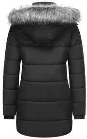 Puffer Coat Warm Snow Jacket with Fur Removable Hood