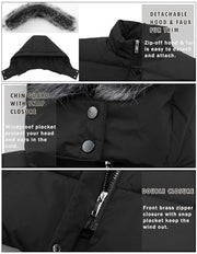 Puffer Coat Warm Snow Jacket with Fur Removable Hood