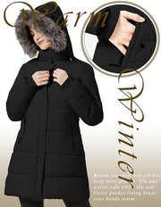 Puffer Coat Warm Snow Jacket with Fur Removable Hood