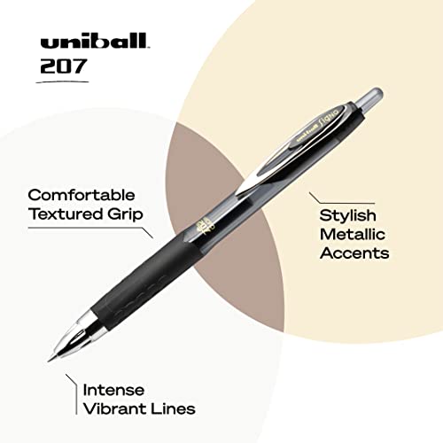 Uniball Signo 207 Gel Pen 12 Pack, 0.5mm Micro Black Pens