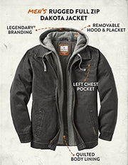 Men's Dakota Jacket Full Zip Up Winter Coat