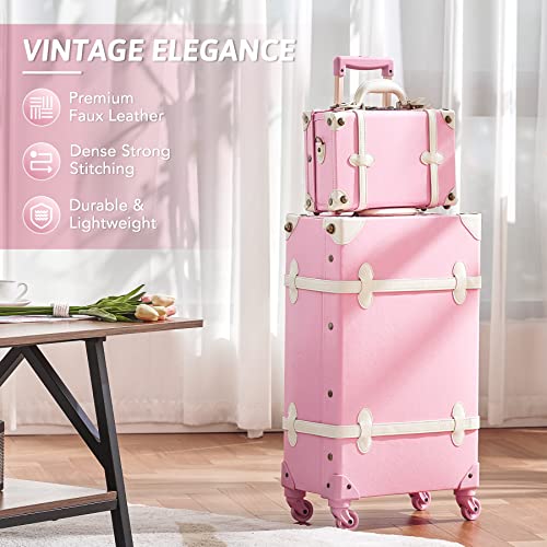 CO-Z Vintage Luggage Sets, 2 Piece Retro Suitcase with Spinner Wheels