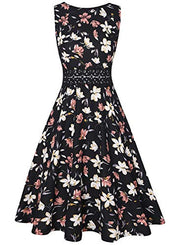 Vintage Floral Lace Flared A-Line Swing Casual Dresses