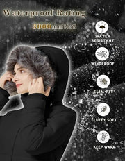 Puffer Coat Warm Snow Jacket with Fur Removable Hood